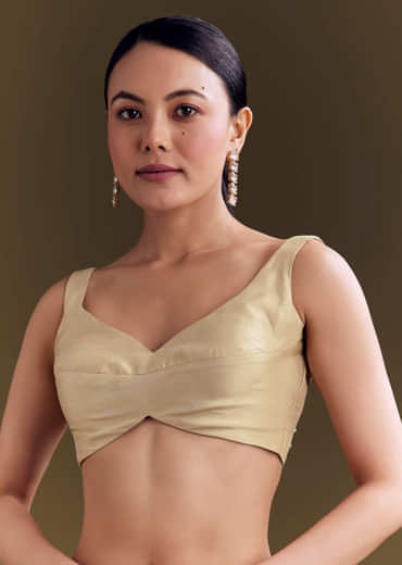 Beige Organza Saree With Beaded Border And Floral Print