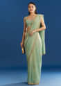 Beige Organza Tissue Saree With Subtle Embroidery