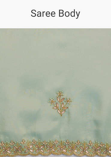 Mint Green Organza Tissue Saree With Subtle Embroidery