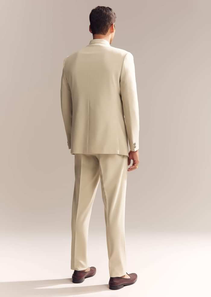 Beige Rayon Jodhpuri Suit For Men With Zardosi Embroidery