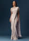 Beige Ready Pleated Saree With Cape And Blouse