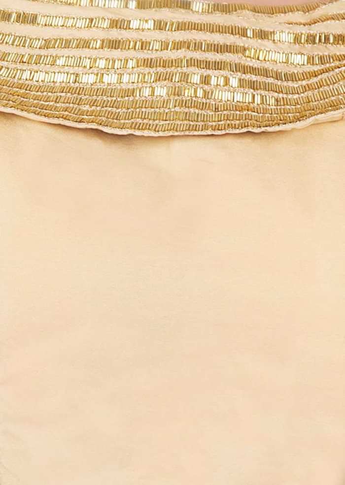 Beige Blouse In Silk With Cowl Neck Studed With Cut Danna Online - Kalki Fashion