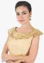 Beige Blouse In Silk With Cowl Neck Studed With Cut Danna Online - Kalki Fashion
