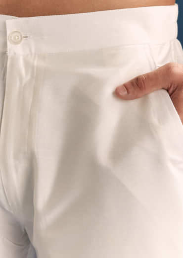 Beige Silk Floral Kurta Set For Men With Thread Embroidery