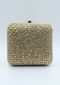 Beige silk hand embroidered clutch only on Kalki