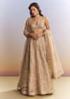Beige Tissue Bridesmaid Lehenga With Heavy Embroidery