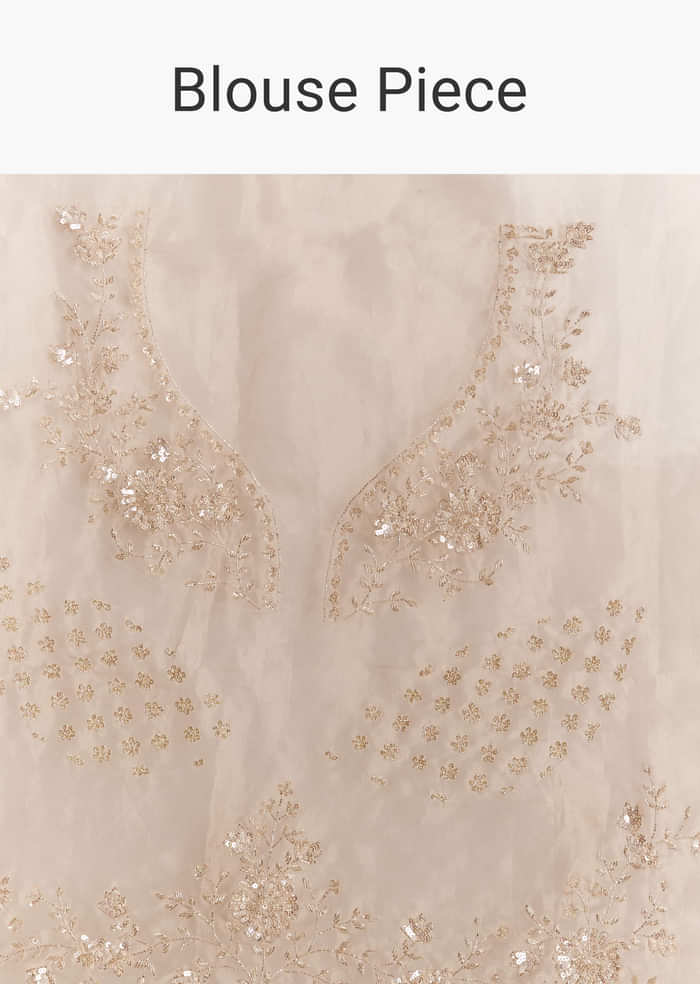 Beige Tissue Bridesmaid Lehenga With Heavy Embroidery