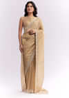 Beige Tissue Silk Saree With Heavy Hand Embroidery