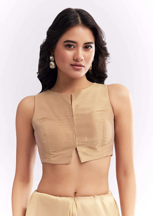 Beige Tissue Silk Saree With Heavy Hand Embroidery Beige Tissue Silk Saree With Heavy Hand Embroidery