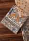 Beige And Orange Madhubani Block Print Unstitched Salwar Suit