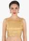 Beige Blouse In Lurex With Double Layer Neckline Online - Kalki Fashion