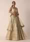 Beige Chanderi Mirror Embellished Lehenga Set