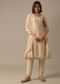 Beige Chanderi Pant Set With Sequin Kurta