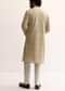 Beige Cotton Silk Embroidered Kurta Set For Men