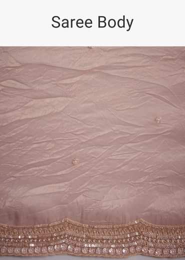 Beige Crushed Tissue Saree With Embroidered Border