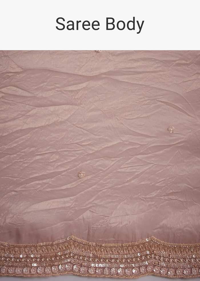 Beige Crushed Tissue Saree With Embroidered Border