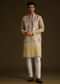 Beige Dola Silk Kurta Set With Mirror Work