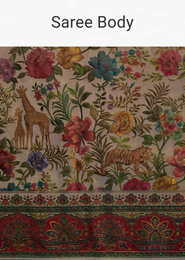 Beige Dola Silk Woven Saree With Nature Motif Embroidery Beige Dola Silk Woven Saree With Nature Motif Embroidery
