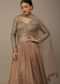 Beige Festive Sequins And Zari Embroidered Lehenga Set In Chinon