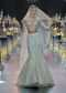 Beige Fish-Cut Lehenga And Blouse With Crystal Tassels