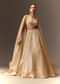 Beige Embroidered Blouse With Skirt And Choker Dupatta