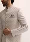 Beige Jodhpuri Suit With Self Work Embroidery For Men