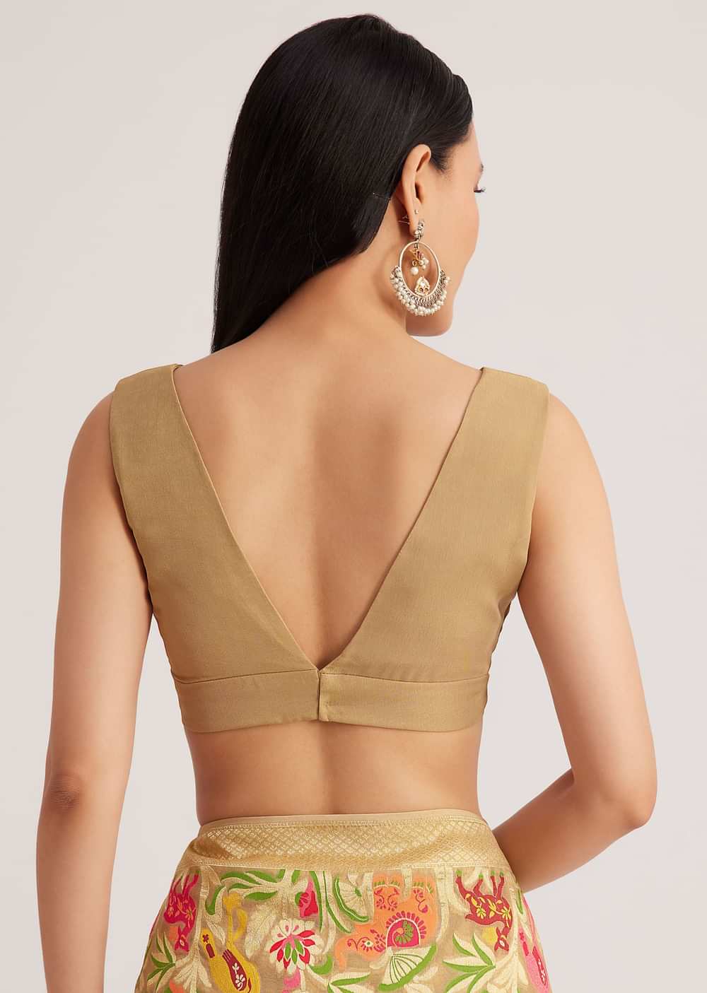 Beige Khaddi Georgette Jaal Work Saree With Animal Bird Motifs
