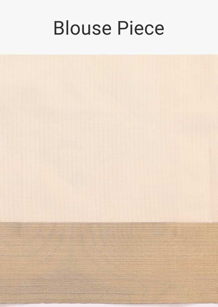 Beige Kora Silk Saree With Multi Color Thread Work