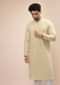 Beige Kurta Set In Georgette With Multi Colored Thread And Gotta Abla Embroidered Moroccan Jaal Design