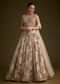 Beige Net Lehenga Set With Sequins Dupatta