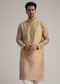 Beige Ombre Silk Kurta Set With Mirror Work