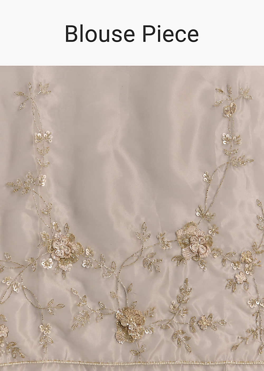 Beige Organza Embroidered Saree With Moti And Cutdana Work