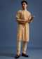 Beige Rayon Floral Block Printed Kurta Set
