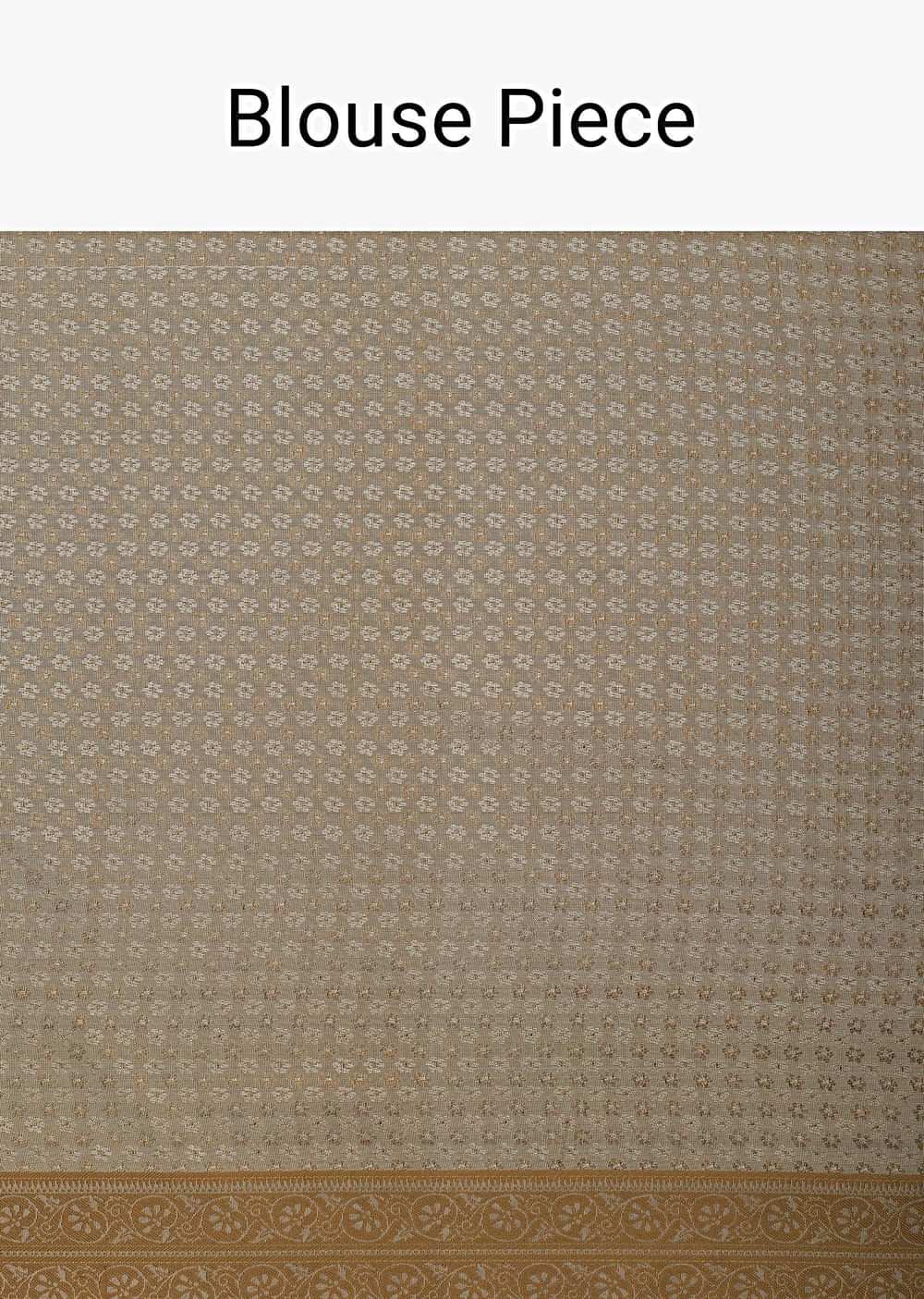 Beige Saree In South Resham Silk With Kashmiri Woven Work And Unstitched Blouse Fabric