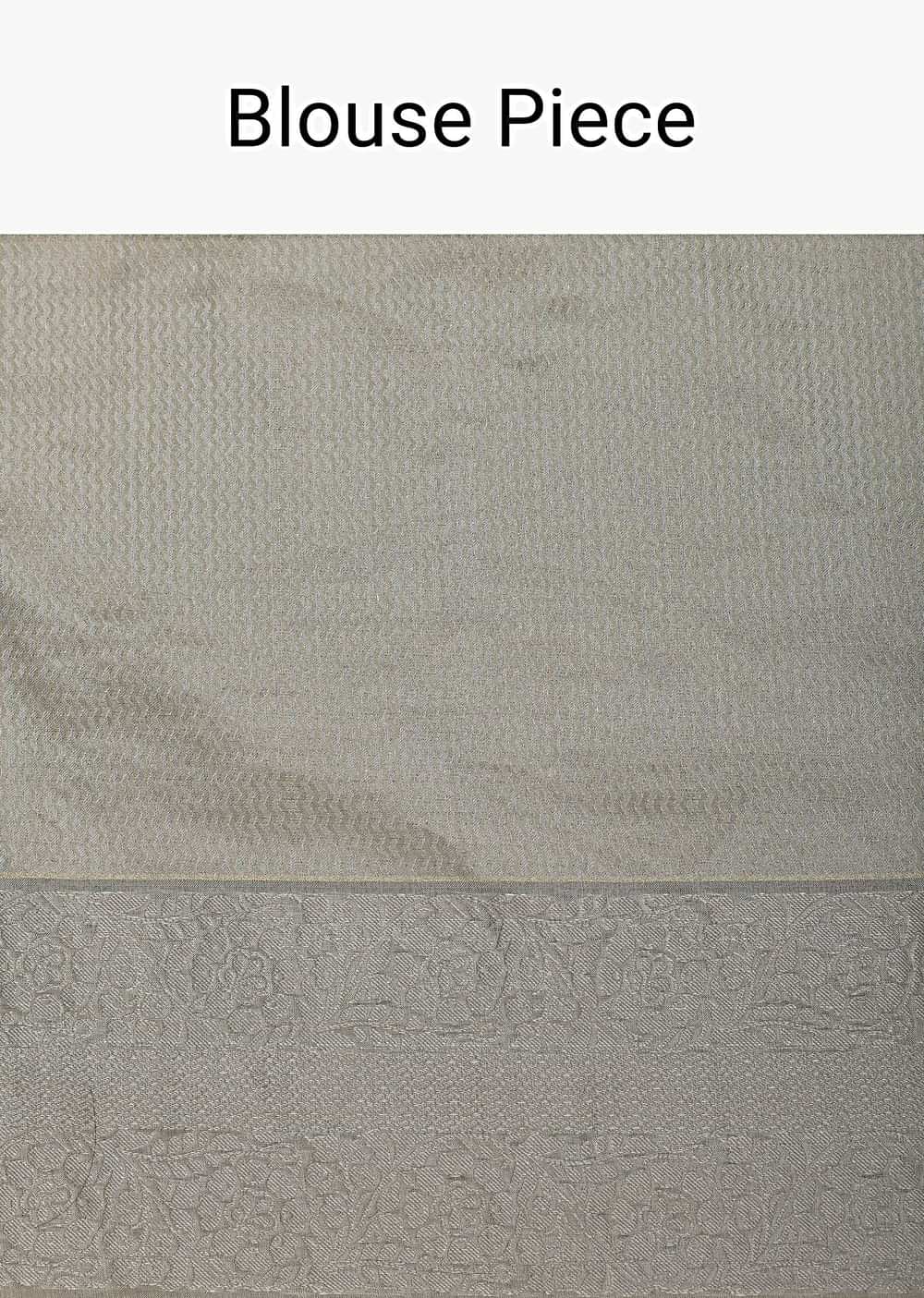 Beige Saree In South Silk With Geometrical Zari Woven Motifs And Unstitched Blouse Fabric