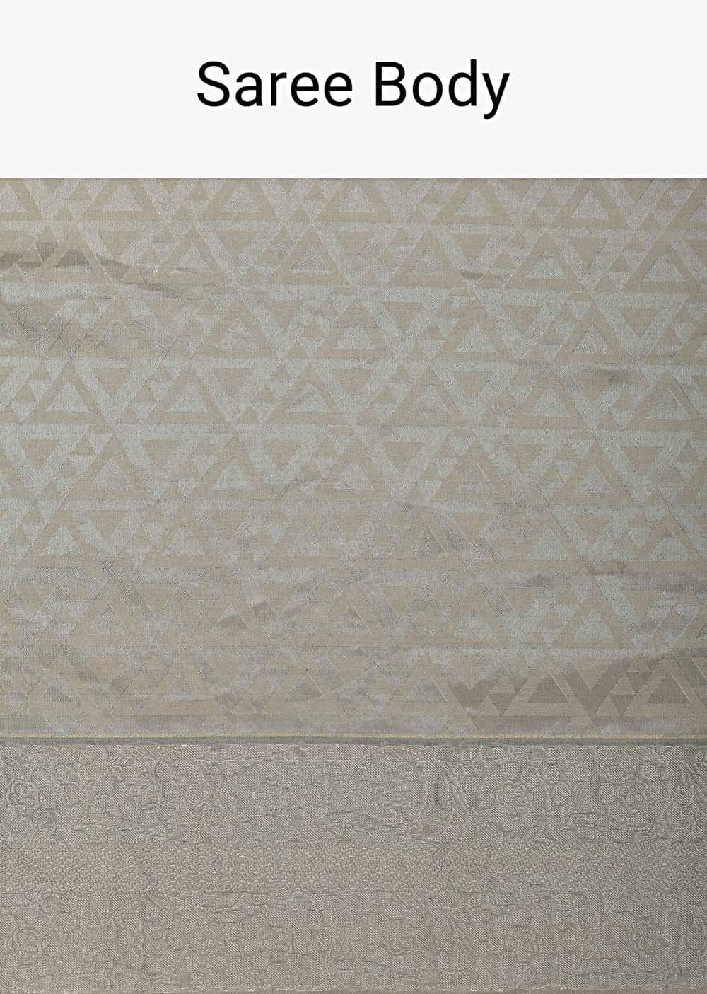 Beige Saree In South Silk With Geometrical Zari Woven Motifs And Unstitched Blouse Fabric