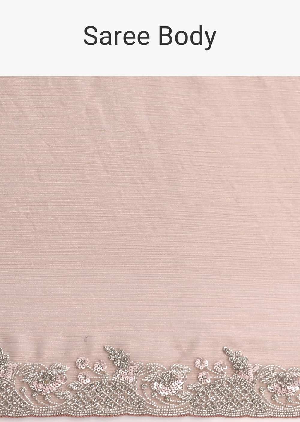 Beige Saree With Embroidered Border And Unstitched Blouse