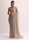 Beige Saree With Embroidered Border And Unstitched Blouse