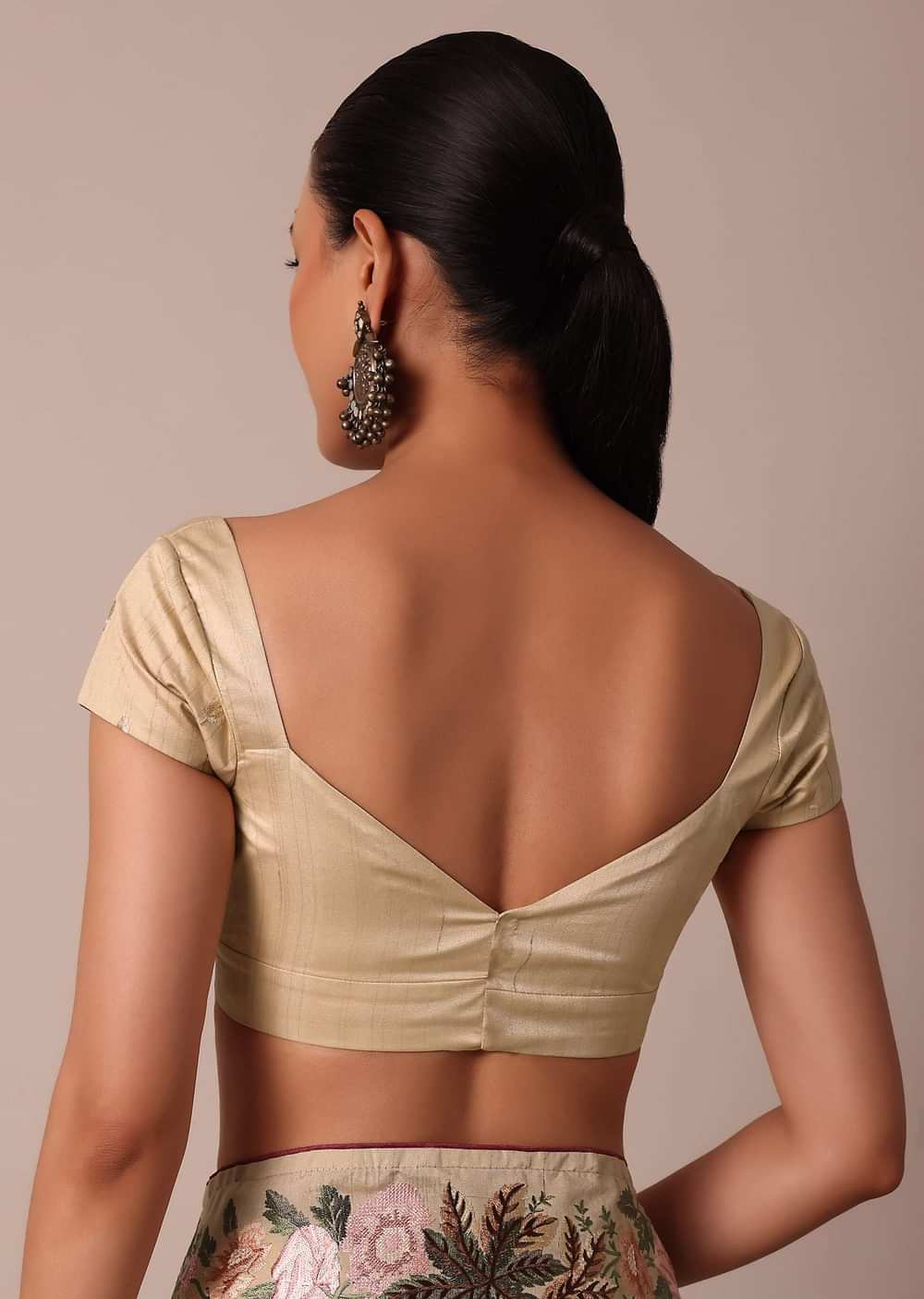 Beige Semi Tussar Silk Resham Thread Embroidered Saree