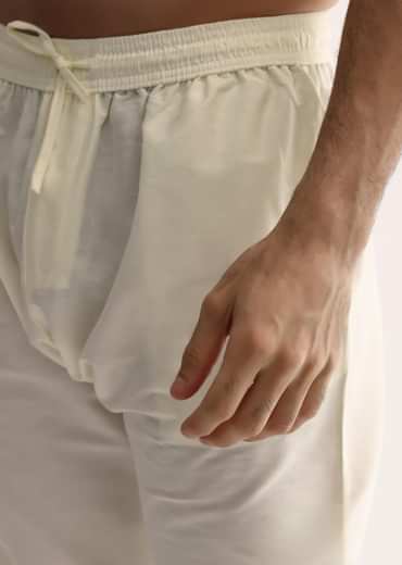 Beige Silk Abla Work Kurta Set For Men