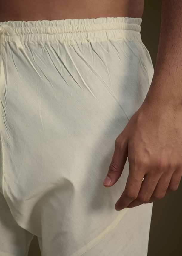 Beige Silk Blend Kurta Set With Embroidered Nehru Jacket