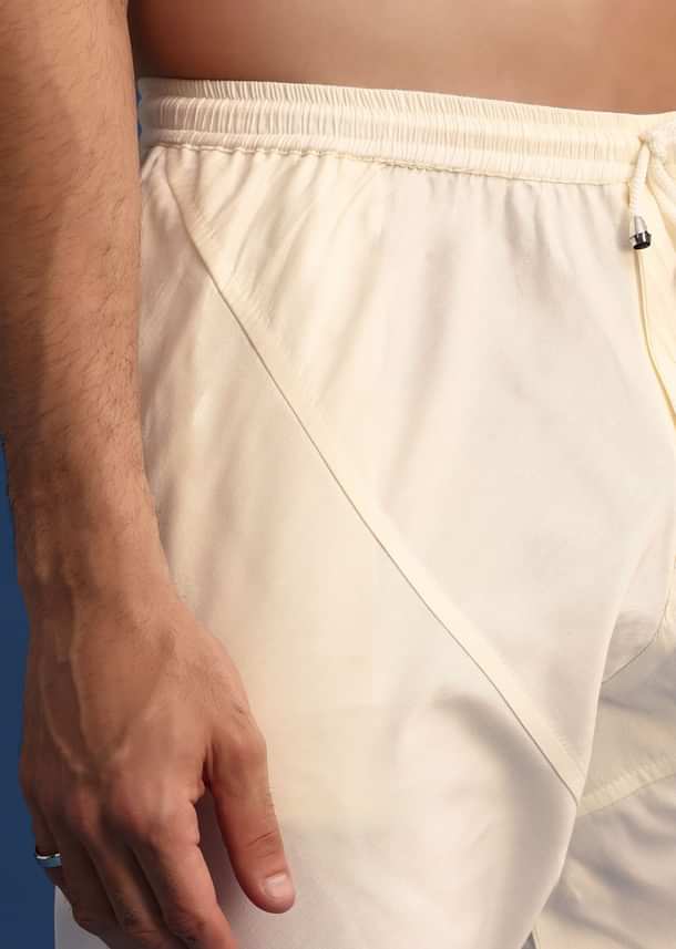 Beige Silk Sherwani And Kurta Set With Zardozi Embroidery