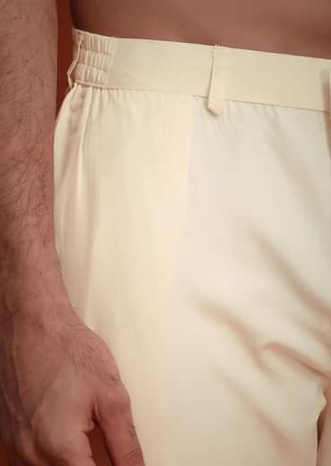 Beige Silk Threadwork Sherwani With Dhagai Work