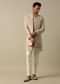 Beige Textured Indowestern Set for Grooms