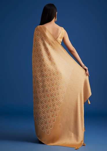 Beige Tissue Silk Saree With Woven Patterns