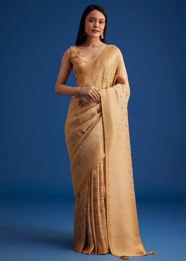 Beige Tissue Silk Saree With Woven Patterns