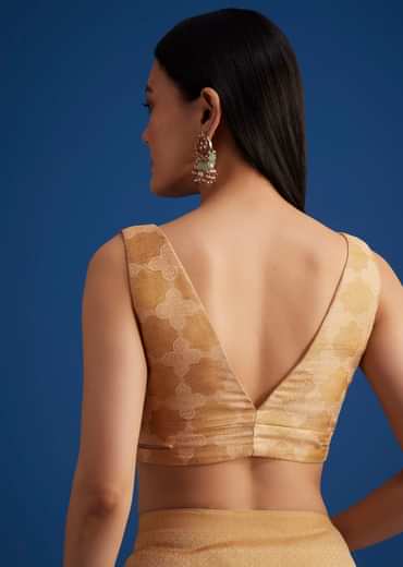 Beige Tissue Silk Saree With Woven Patterns