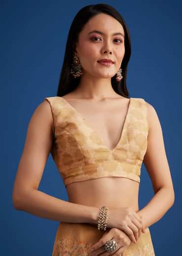 Beige Tissue Silk Saree With Woven Patterns