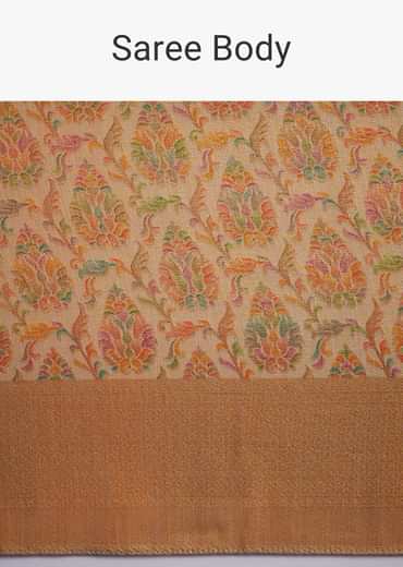 Beige Tissue Silk Saree With Woven Patterns