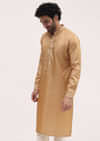 Beige Tussar Kurta Pyjama For Men